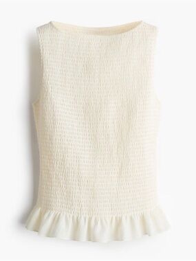 H&M - Cream Smocked Top
